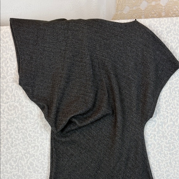 Zara Charcoal Asymmetrical Shoulder Bodycon Midi Jersey Dress Sz.S  Short Sleeve - Picture 7 of 11